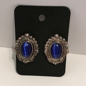 Silver Earrings with blue stone